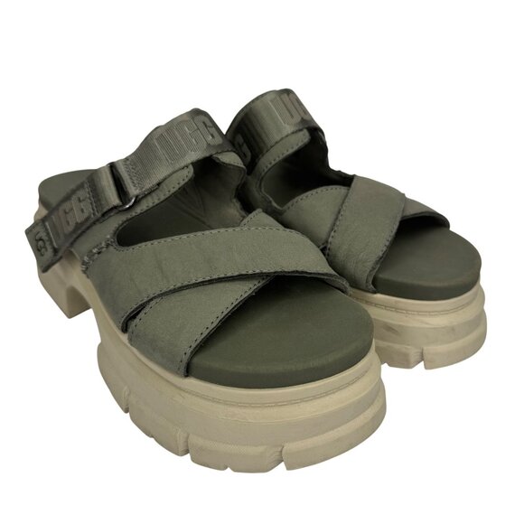 UGG Size 8 Grunge Gothic Olive Green Platform Sandals with Adjustable Straps - Picture 1 of 9